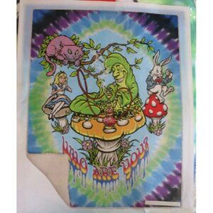 New Fleece Alice in Wonderland Mad Hatter Sherpa Gift Throw Blanket Cheshire Cat